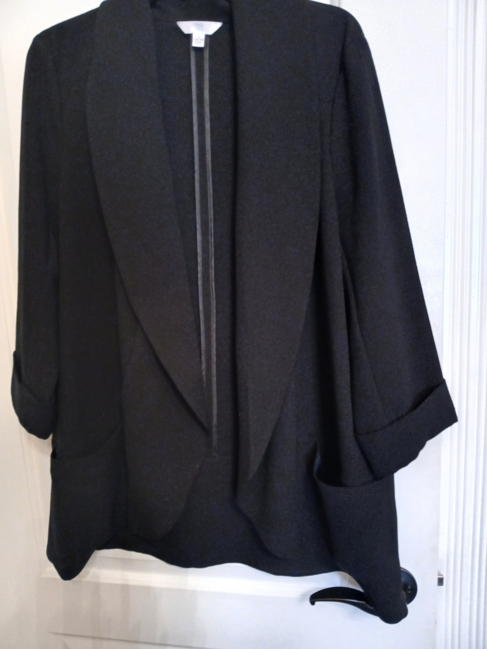 Black Women's Open-Front Draped Jacket, Never Worn! L